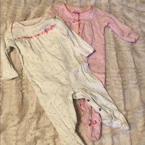 Set of Two Girls Footed Pajamas